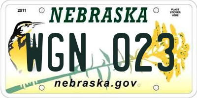 NE license plate WGN023