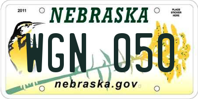 NE license plate WGN050