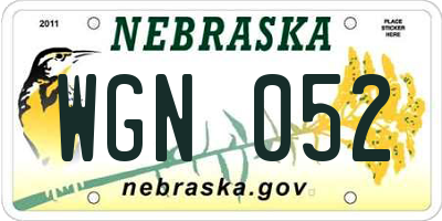 NE license plate WGN052