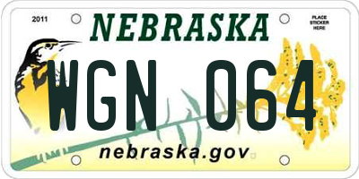 NE license plate WGN064