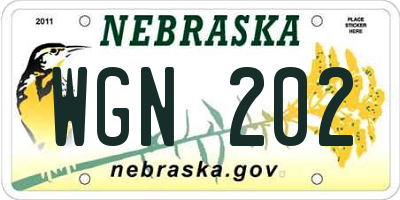 NE license plate WGN202