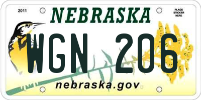 NE license plate WGN206