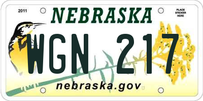 NE license plate WGN217