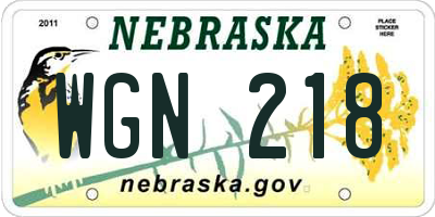 NE license plate WGN218