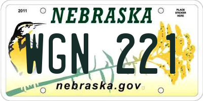 NE license plate WGN221
