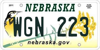 NE license plate WGN223