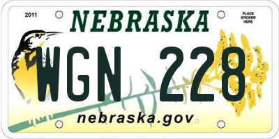 NE license plate WGN228