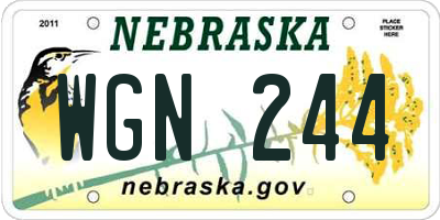 NE license plate WGN244