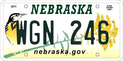 NE license plate WGN246