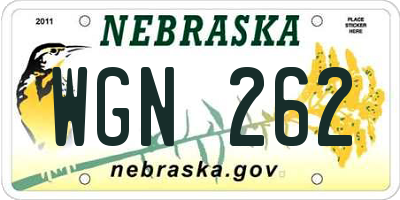 NE license plate WGN262