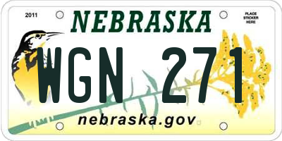NE license plate WGN271