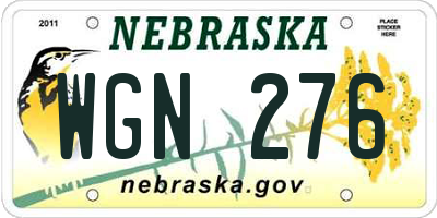 NE license plate WGN276