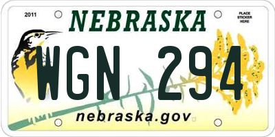 NE license plate WGN294