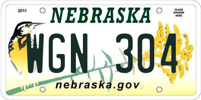 NE license plate WGN304