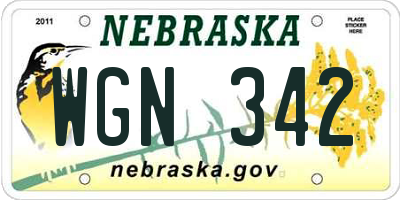 NE license plate WGN342