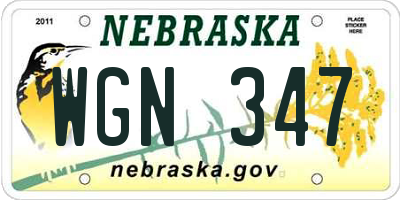 NE license plate WGN347