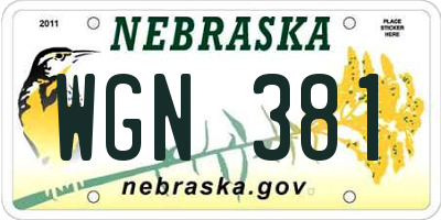 NE license plate WGN381