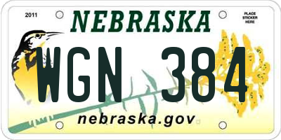 NE license plate WGN384