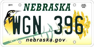 NE license plate WGN396