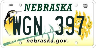 NE license plate WGN397