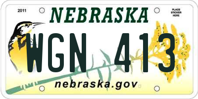 NE license plate WGN413