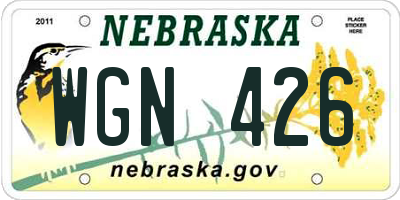 NE license plate WGN426