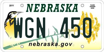 NE license plate WGN450