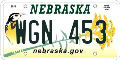 NE license plate WGN453