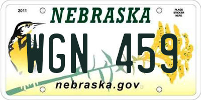NE license plate WGN459