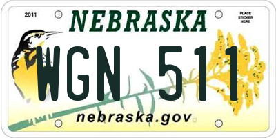 NE license plate WGN511
