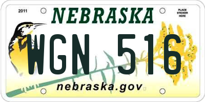 NE license plate WGN516
