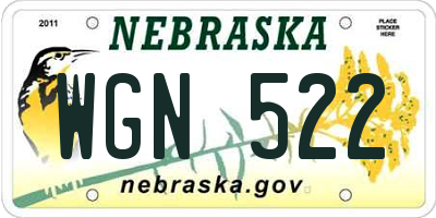 NE license plate WGN522