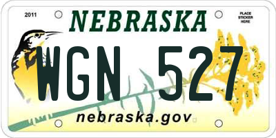 NE license plate WGN527