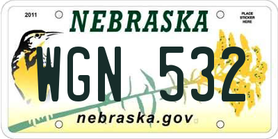 NE license plate WGN532