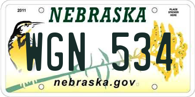 NE license plate WGN534