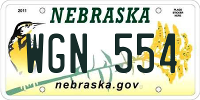 NE license plate WGN554