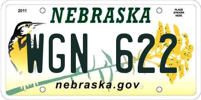 NE license plate WGN622