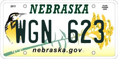 NE license plate WGN623