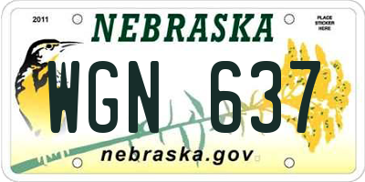 NE license plate WGN637