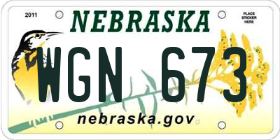 NE license plate WGN673