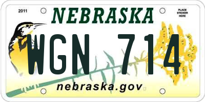 NE license plate WGN714