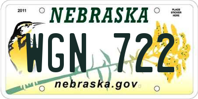 NE license plate WGN722