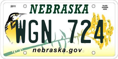 NE license plate WGN724