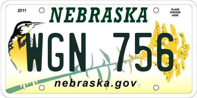 NE license plate WGN756