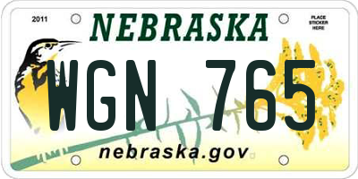 NE license plate WGN765