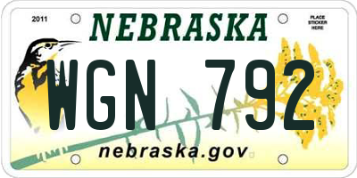 NE license plate WGN792