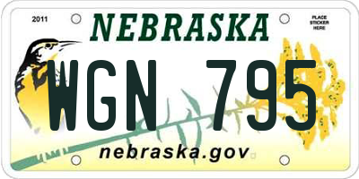 NE license plate WGN795