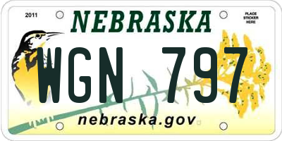 NE license plate WGN797