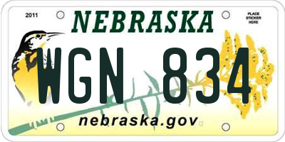 NE license plate WGN834