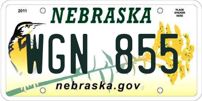 NE license plate WGN855